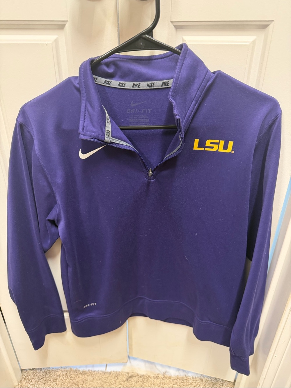 Nike Purple LSU Dri-Fit Quarter-Zip Men's Sweater